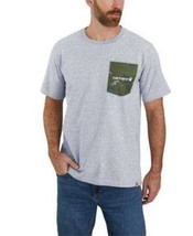 Men&#39;s Carhartt T-Shirt Heather Gray Camo Pocket Small New - $22.49