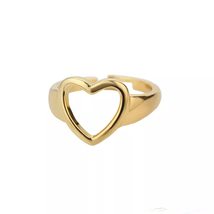 Gold Bronze Big Heart Cutout Open RingHeart Rings For Women Punk Fashion... - £20.22 GBP