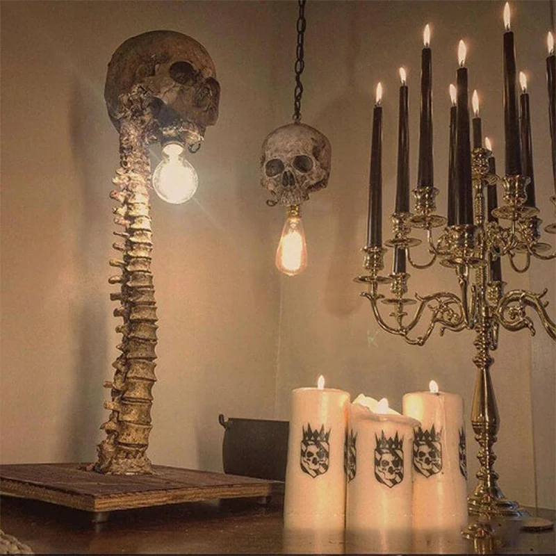 Horror Statue Halloween Skull Skeleton Lamp New Table Light Creative Party - £15.68 GBP