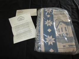 NOS BUCKS COUNTY, PA Woven Fringed BLUE &amp; OFF-WHITE Historical COVERLET ... - £19.75 GBP