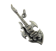 Handcrafted Solid 925 Sterling Silver ELECTRIC GUITAR Pendant Rocker Jewelry - £30.00 GBP