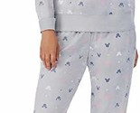 Disney Ladies&#39; Size X-Large 2-PC Fleece Pajama Set, Gray Mickey &amp; Minnie - £20.02 GBP