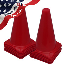 9&quot; INCH RED CONES (SET OF 12) SPORTS AGILITY TRAFFIC FIELD ROAD SOCCER ~... - £27.52 GBP