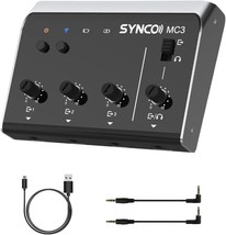 Synco Audio Mixer, 4-Channel Portable Stereo Line Mixer For Microphones, - £41.16 GBP