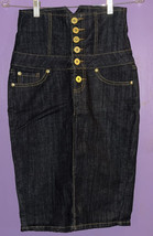 Vintage ZANA DI Juniors Size 3 A Line Denim Jean Skirt 6 Button High Waist - £30.01 GBP