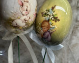 2pc Vintage Style Paper Mache Foam Egg Picks Ornaments Easter Decoration... - $15.05