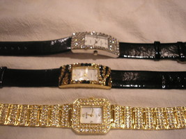 Wholesale lot 3 Crystal watches New ret $450 Yours for LESS and Stunning - £71.38 GBP