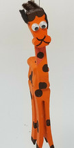 Giraffe Christmas Ornament Wood Felt Painted Vintage Handmade - £12.06 GBP