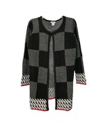 Monroe and Main Womens Black White Check Long Cardigan Sweater Size Small - £14.10 GBP