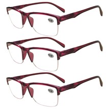 3 Pairs Womens Ladies Half Frame Classic Reading Glasses Spring Hinge Re... - $9.75