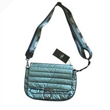 Think Royln Ice Blue/Green Metallic Puffer Crossbody Bum Bag Flap Closur... - $63.36