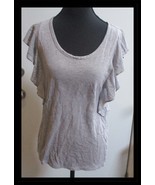 Banana Republic Women&#39;s Small Silver Metallic Tee Top Ruffle Sleeves - $17.58 CAD