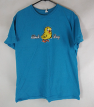 Vintage Women&#39;s Blue T-Shirt With Chick Day Chick Studded Design Size Large - $9.69