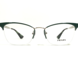 PRADA Eyeglasses Frames VPR 65Q UEI-1O1 Green Silver Cat Eye Half Rim 51... - $126.01