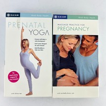 GAIAM Prenatal Yoga &amp; Pregnancy Massage VHS 2 Tape Lot - £11.44 GBP