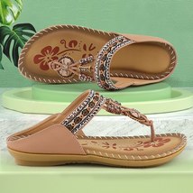 Flip Flops Women Sandals Summer Sandals Slides Embroidered Bohemian Wedges Massa - £31.36 GBP