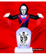 Animated Reaper Tombstone Inflatable 8 Feet LED Skeleton Ghost Halloween... - $81.13