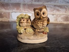 Vintage Homco Owl Family-Mom and Two Babies on Branch Ceramic Figurine #1298 - $10.60