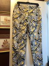 NWT Ladies SPORT HALEY Yellow Gray & Black Swirl Capris Ankle Pants size 6 8 image 2