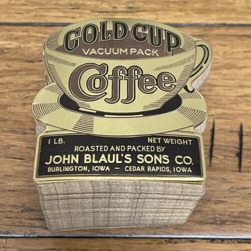 Primary image for 1920's - 1930's Antique Gold Cup Coffee Label John Blaul’s Sons Co Cedar Iowa JD