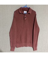 Lucky Brand Sweater Mens Large Red Bronze Shawl Collar Waffle Knit Pullover - £8.99 GBP