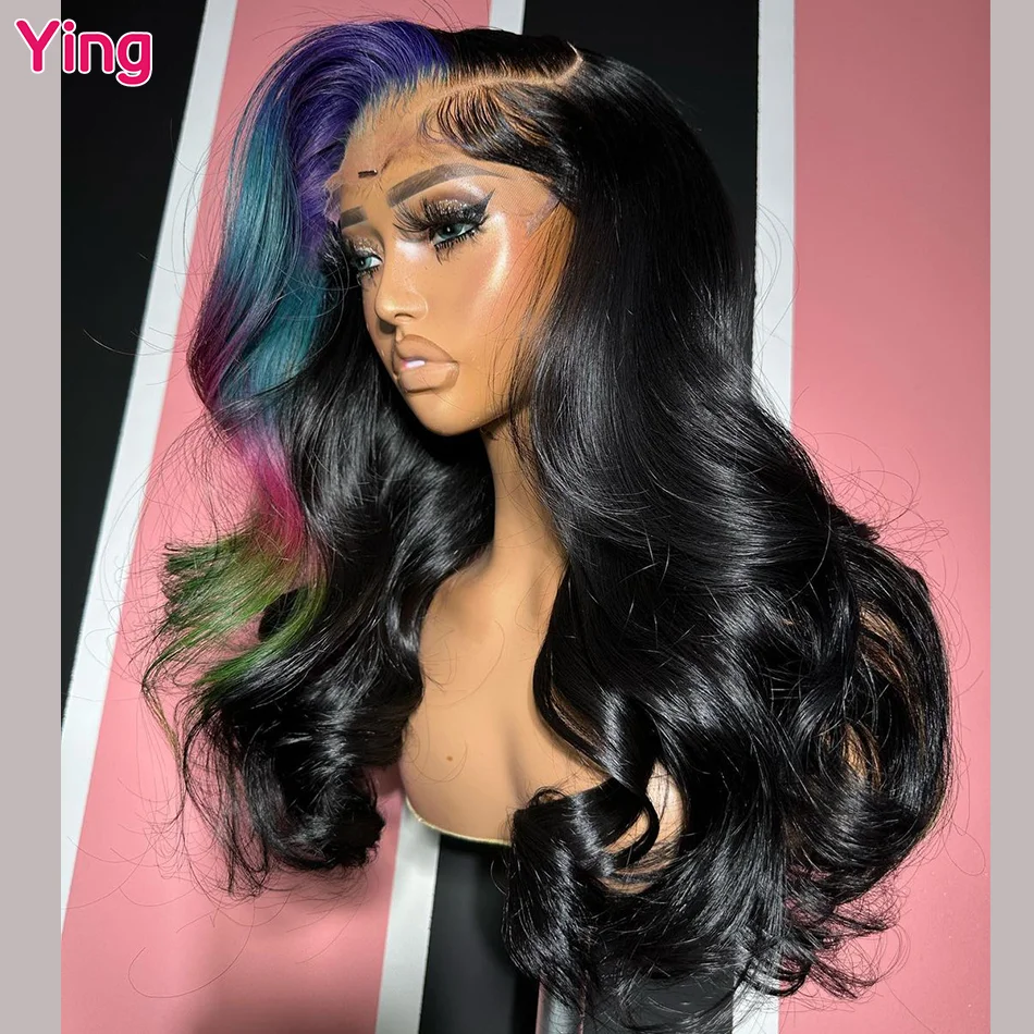 Ying Highlight Bleu With Pink Body Wave 5x5 Transparent Lace Wig 13x4 Lace Fro - £73.77 GBP+