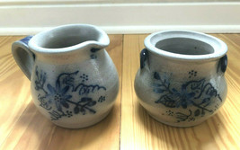 An item in the Everything Else category: Vintage 1989 Eldreth Pottery Sugar Bowl Creamer Pitcher Cobalt Blue Salt Glazed