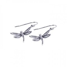 Sterling Silver 925 Rhodium Plated Dragonfly CZ Hook Earrings - £22.06 GBP