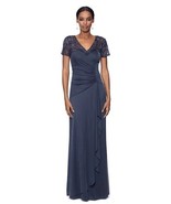XSCAPE Petite Bead Embellished Cascading Sheath Dress Charcoal Size 16P ... - $215.73 CAD