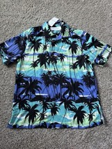 Tommy Bahama Beracruz Cay Sunset Palms Tree Blue Freeze Button Down Size... - £34.87 GBP