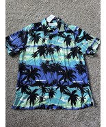 Tommy Bahama Beracruz Cay Sunset Palms Tree Blue Freeze Button Down Size... - $63.64 CAD