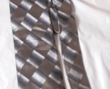 Arrow  Mens Tie 100% Silk Geometric 58 1/2&quot; Metalic Silver Brown Cream W... - $12.38