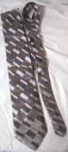 Arrow  Mens Tie 100% Silk Geometric 58 1/2&quot; Metalic Silver Brown Cream WPL 2831 - £9.73 GBP