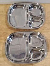 2 - Ecolunchboxes Stainless Steel lunch serving trays - 3 sections - £15.45 GBP