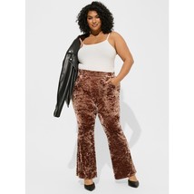 Torrid Full Length Crushed Velvet Pocket Flare Leg Pants Root Beer Size ... - £35.60 GBP