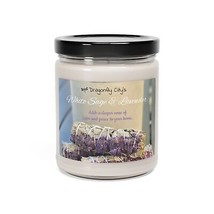 White Sage and Lavender Scented Soy Candle, 9oz - By Dragonfly City - £12.78 GBP