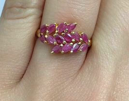 2.10CT Marquise Cut Ruby 14K Yellow Gold Over Cluster Ring For Thanksgiving Gift - £72.35 GBP