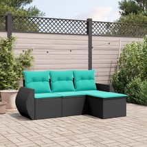  Patio Sofa Set Black PE Rattan 4 Piece Set Modular - $7,926.73 MXN