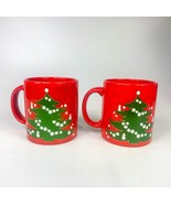 Vintage Waectersbach Western Germany Classic Red Christmas Tree Mugs Set... - £18.15 GBP