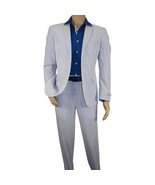 Men ADOLFO Seersucker Suit Stripe Casual Dressy Summer Suit 2 Button C62... - $211.16 CAD