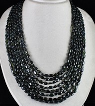 Elegant Natural Black Tourmaline Long Beads 8 L 898 Ct Gemstone Fashion Necklace - £605.31 GBP