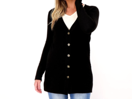 All Worthy Hunter McGrady Button Front Cardigan - BLACK, LARGE - £24.92 GBP