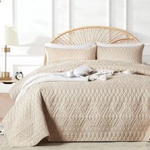 Akkialla King/Cal King Size Quilt Bedding Set,Beige, 1 Quilt,2 Pillow Shams - $42.99