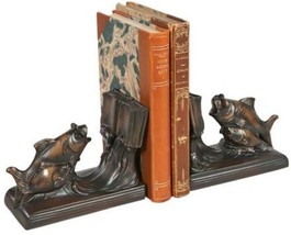 Bookends Bookend MOUNTAIN Lodge Schooling Fish Resin Hand-Painted Hand-Cast - £173.04 GBP