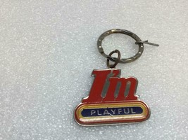Vintage Metal Key Ring I’m Playful Keychain Ancien Porte-Clés I’m Playful - £7.01 GBP