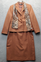 Kaspar 2 Piece Suit With Scarf Womens 14 Multi Lined Single Breasted Not... - $48.55