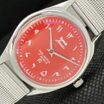 Genuine Vintage Hmt Janata Winding Indian Mens Arabic Red Watch 610d-a318430-6 - £12.65 GBP