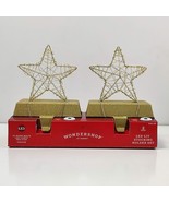 2pc Wondershop Gold Star Stocking Holder LED Light Xmas Christmas Hanger... - $24.68 CAD