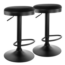 Elama 2 Piece Backless Adjustable Fabric Bar Stool in Black with Black Base - $177.13