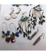 Vintage earring lot Artisan handmade beaded Shell Beach boho danglers - £15.49 GBP